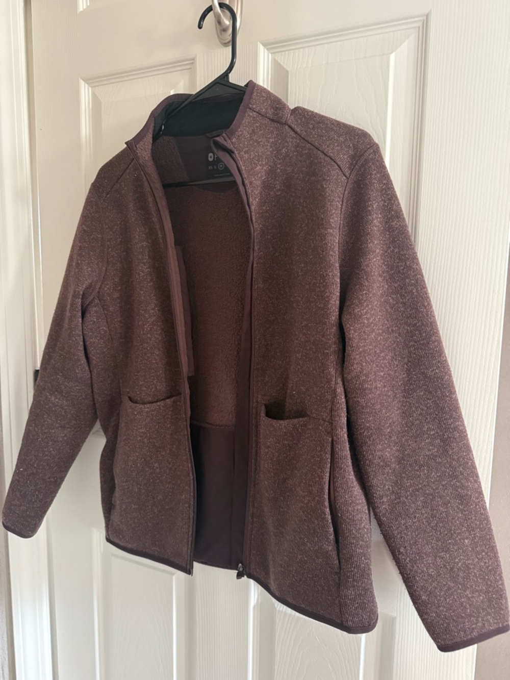 Figs Mauve-Brown Teddy Zip Jacket